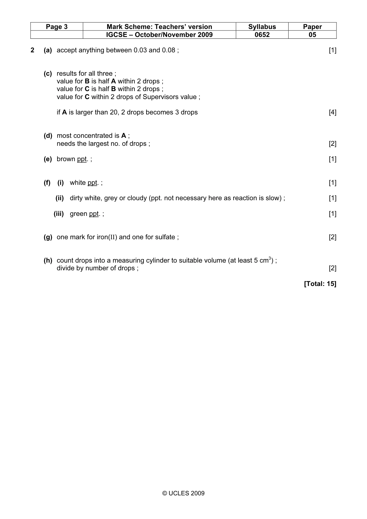 Mark scheme, page 3 of 3