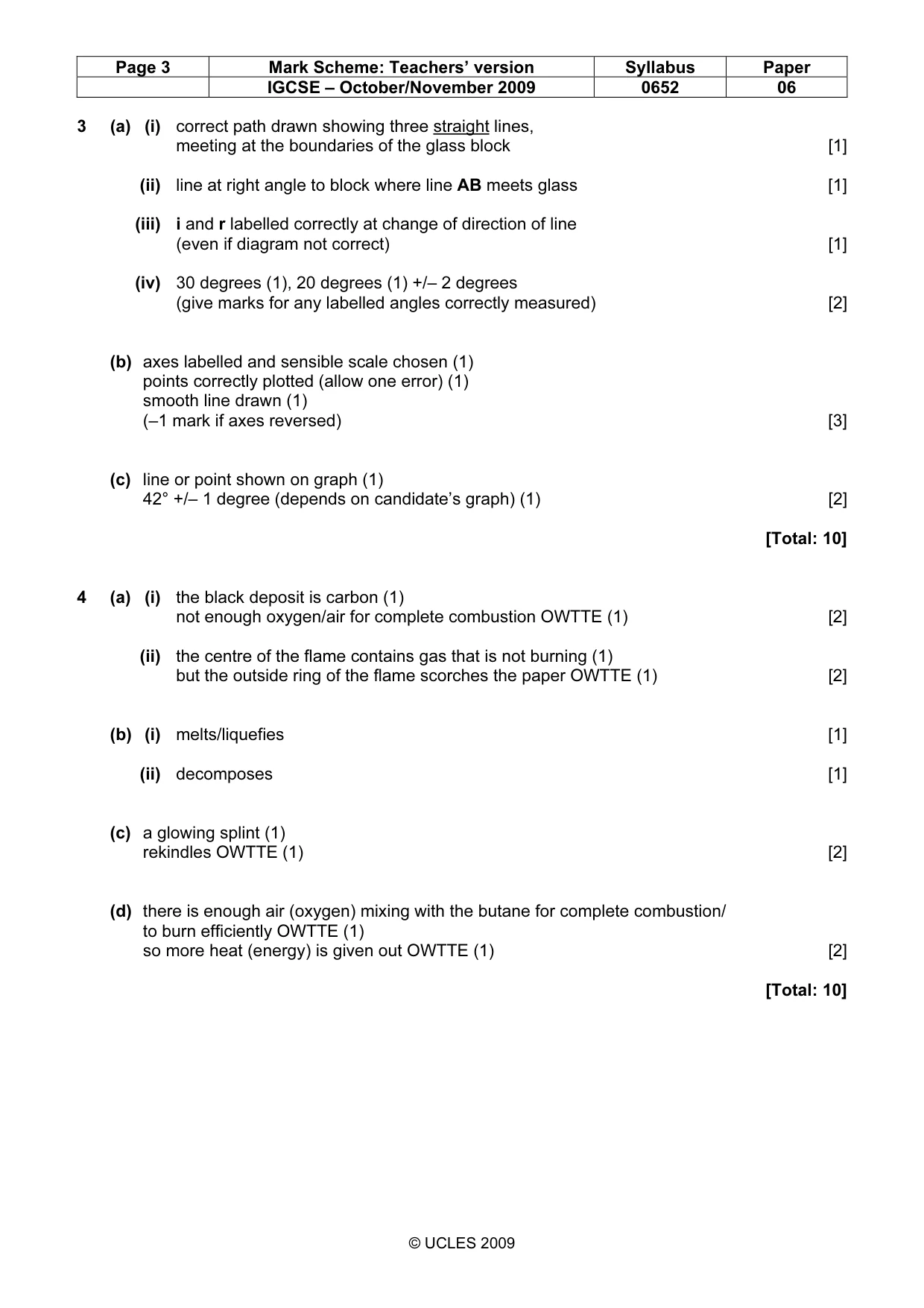 Mark scheme, page 3 of 4