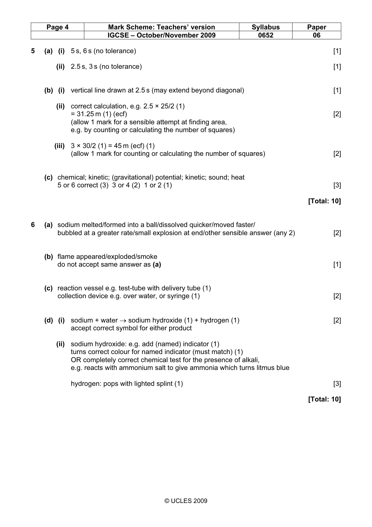 Mark scheme, page 4 of 4