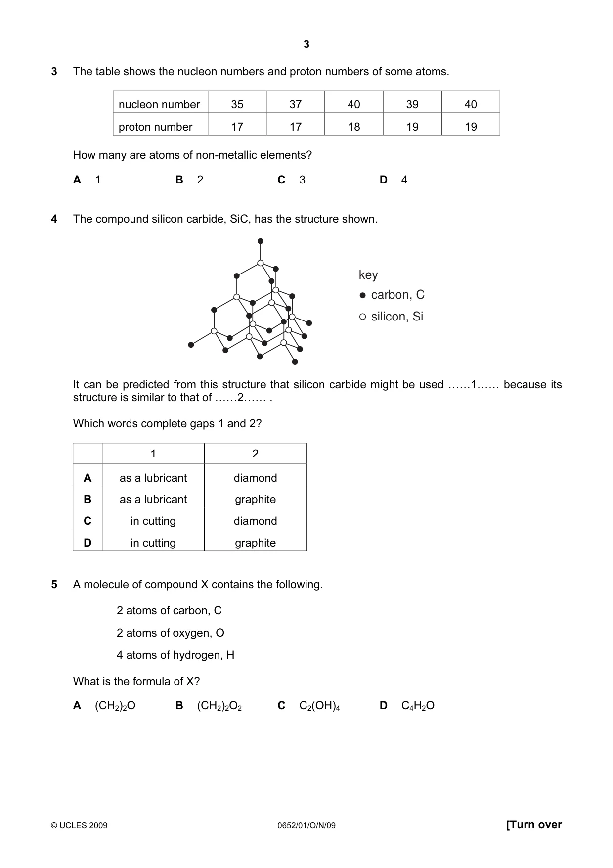 Cambridge IGCSE Physical Science 0652 2009 Oct/Nov Paper 1 · Variant 1 question paper, page 3 of 20
