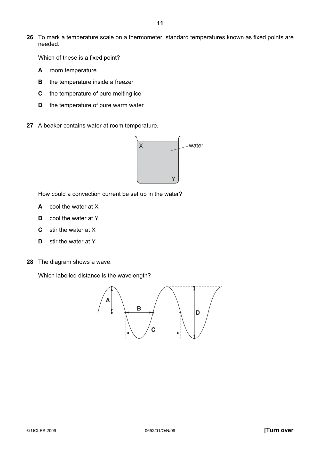 Cambridge IGCSE Physical Science 0652 2009 Oct/Nov Paper 1 · Variant 1 question paper, page 11 of 20