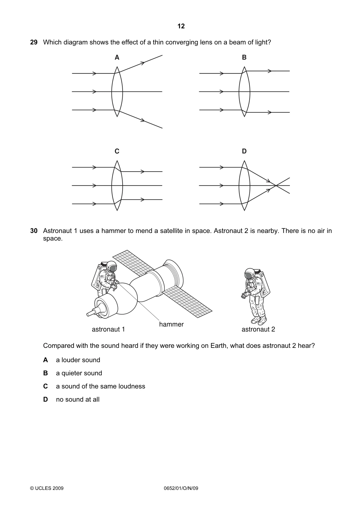 Cambridge IGCSE Physical Science 0652 2009 Oct/Nov Paper 1 · Variant 1 question paper, page 12 of 20