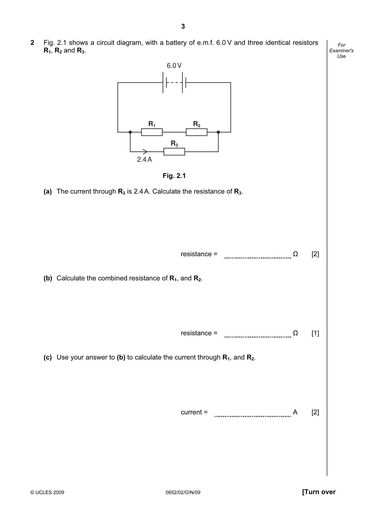 Cambridge IGCSE Physical Science 0652 2009 Oct/Nov Paper 2 · Variant 1 question paper, page 3 of 16