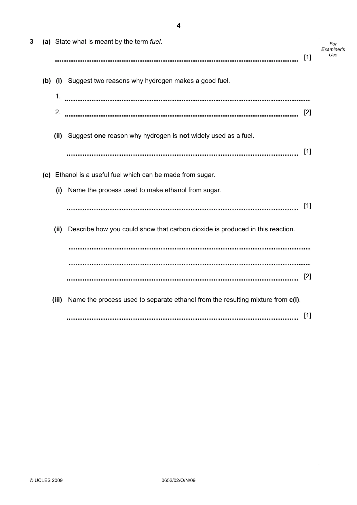 Cambridge IGCSE Physical Science 0652 2009 Oct/Nov Paper 2 · Variant 1 question paper, page 4 of 16