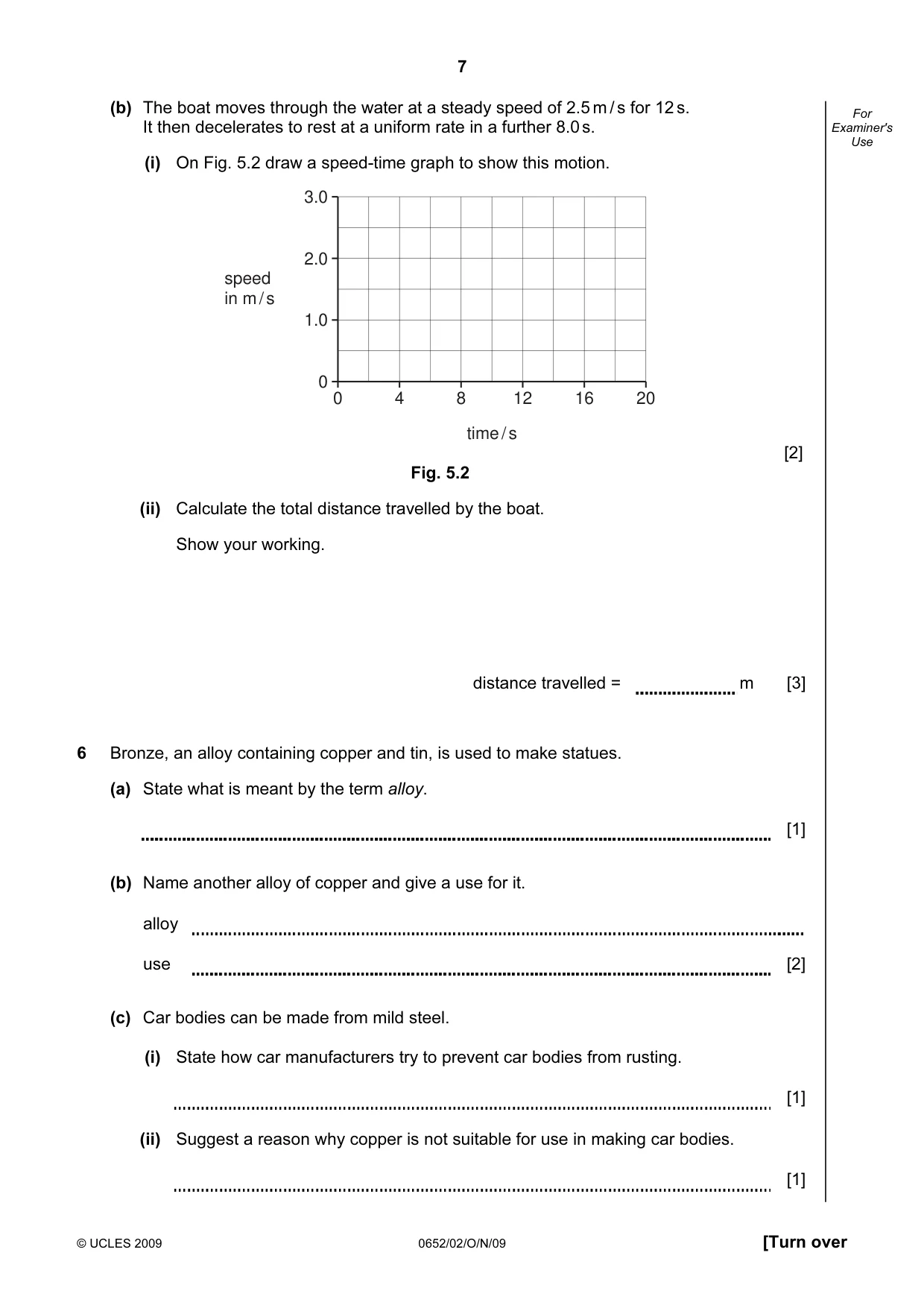 Cambridge IGCSE Physical Science 0652 2009 Oct/Nov Paper 2 · Variant 1 question paper, page 7 of 16