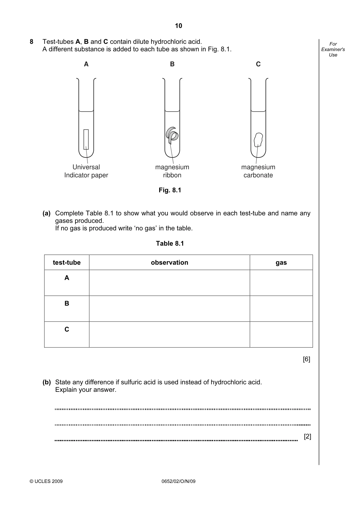 Cambridge IGCSE Physical Science 0652 2009 Oct/Nov Paper 2 · Variant 1 question paper, page 10 of 16