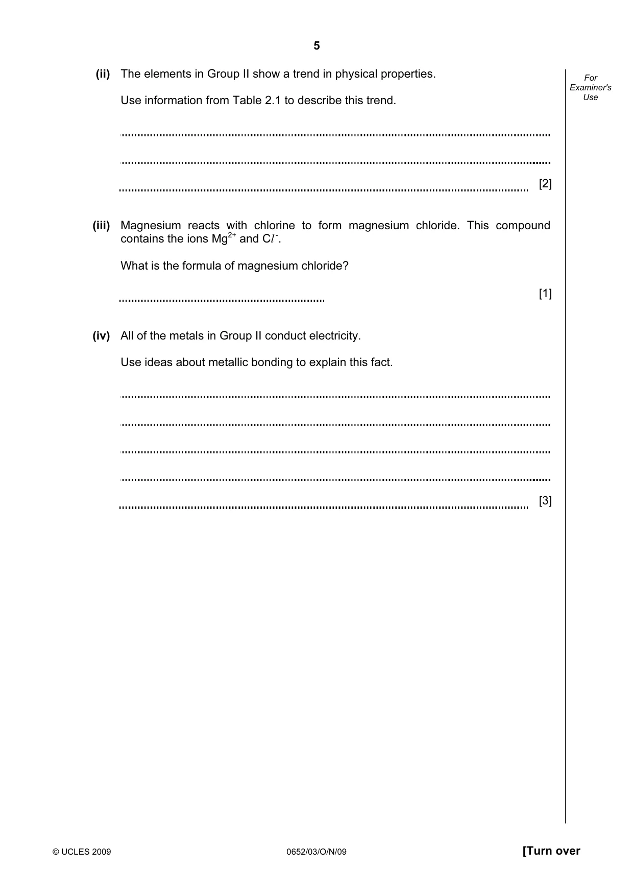 Cambridge IGCSE Physical Science 0652 2009 Oct/Nov Paper 3 · Variant 1 question paper, page 5 of 16