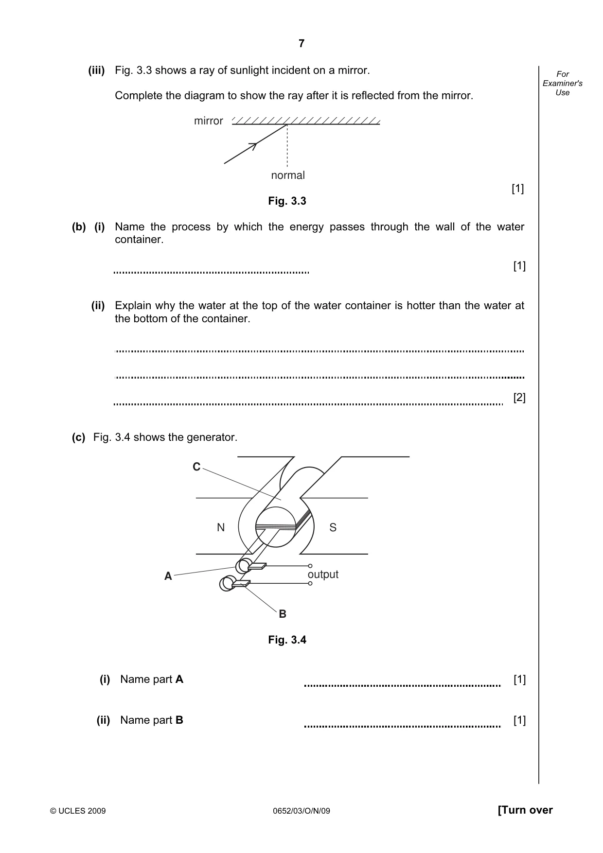 Cambridge IGCSE Physical Science 0652 2009 Oct/Nov Paper 3 · Variant 1 question paper, page 7 of 16