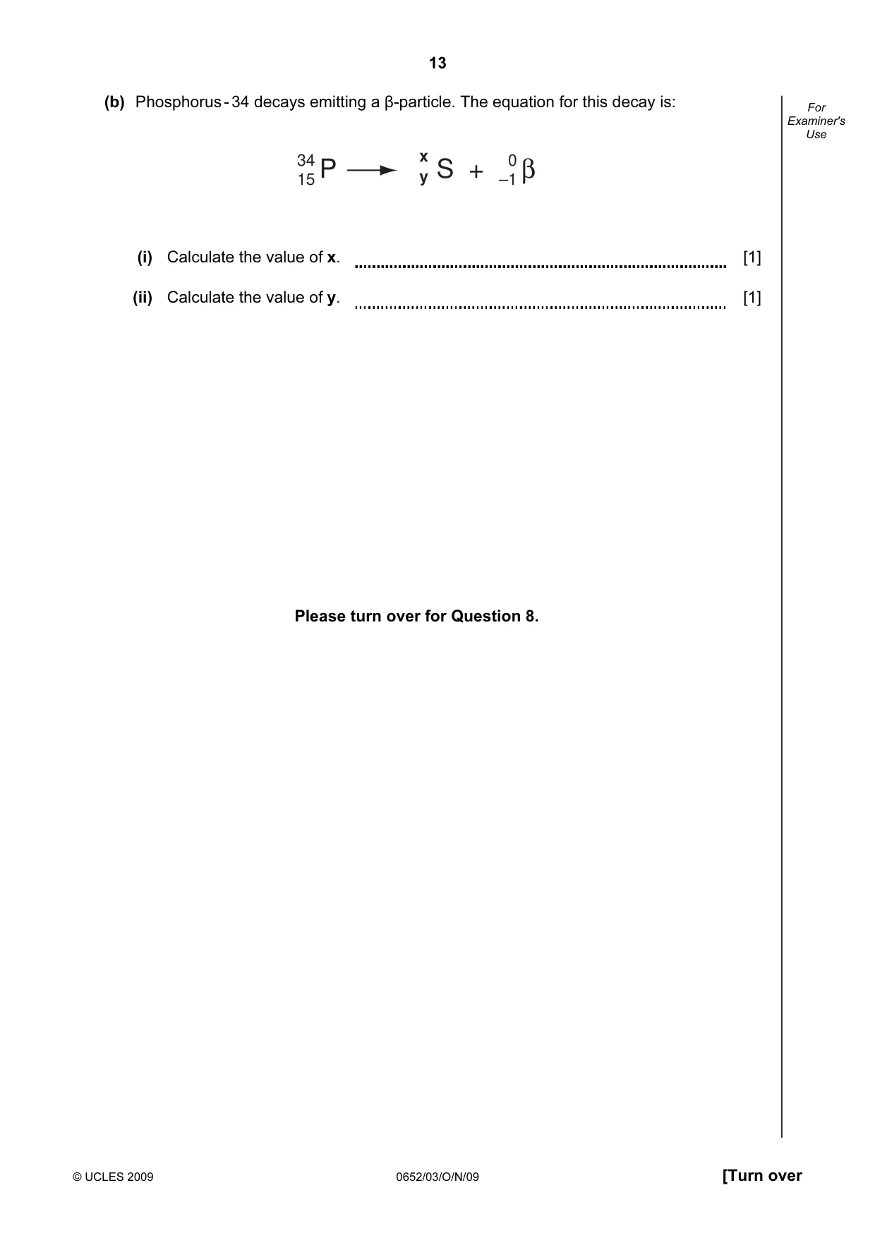 Cambridge IGCSE Physical Science 0652 2009 Oct/Nov Paper 3 · Variant 1 question paper, page 13 of 16