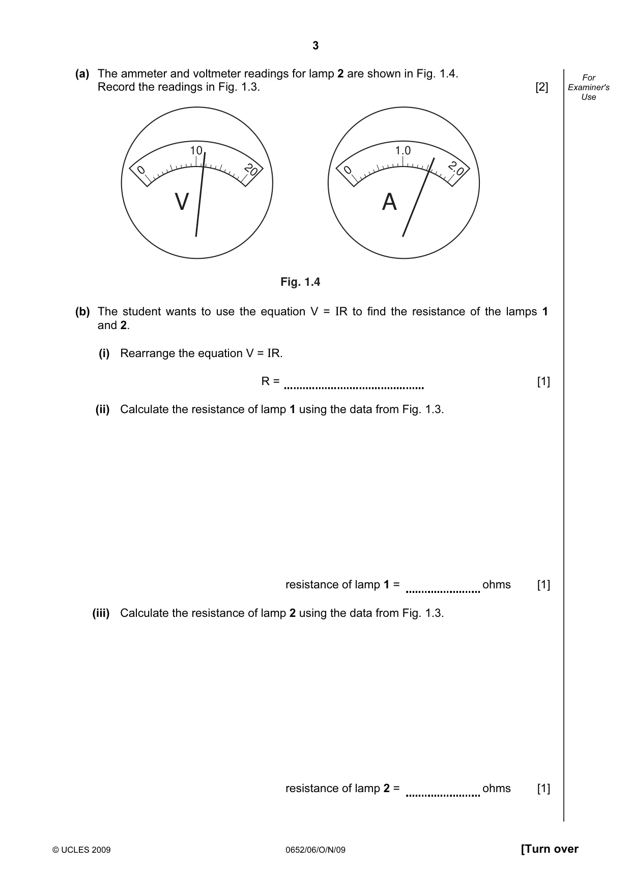 Cambridge IGCSE Physical Science 0652 2009 Oct/Nov Paper 6 · Variant 1 question paper, page 3 of 24