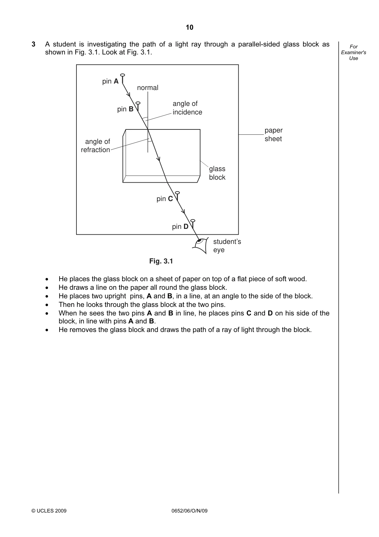 Cambridge IGCSE Physical Science 0652 2009 Oct/Nov Paper 6 · Variant 1 question paper, page 10 of 24