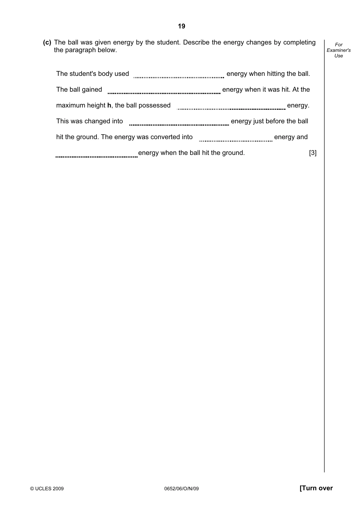 Cambridge IGCSE Physical Science 0652 2009 Oct/Nov Paper 6 · Variant 1 question paper, page 19 of 24