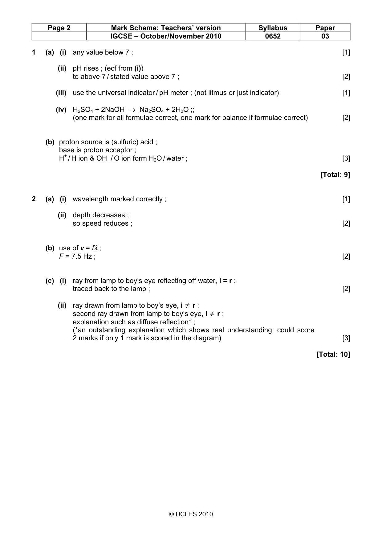Mark scheme, page 2 of 5