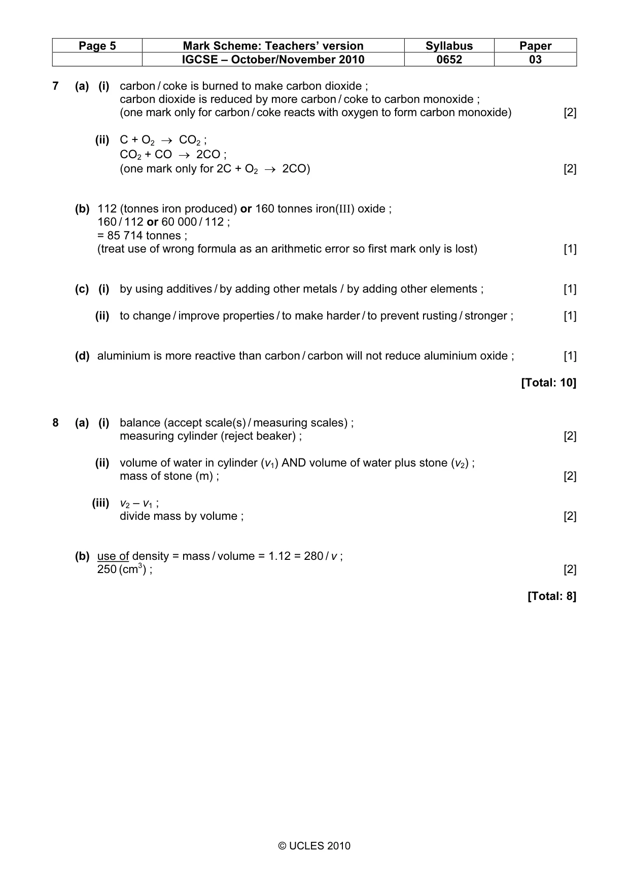Mark scheme, page 5 of 5