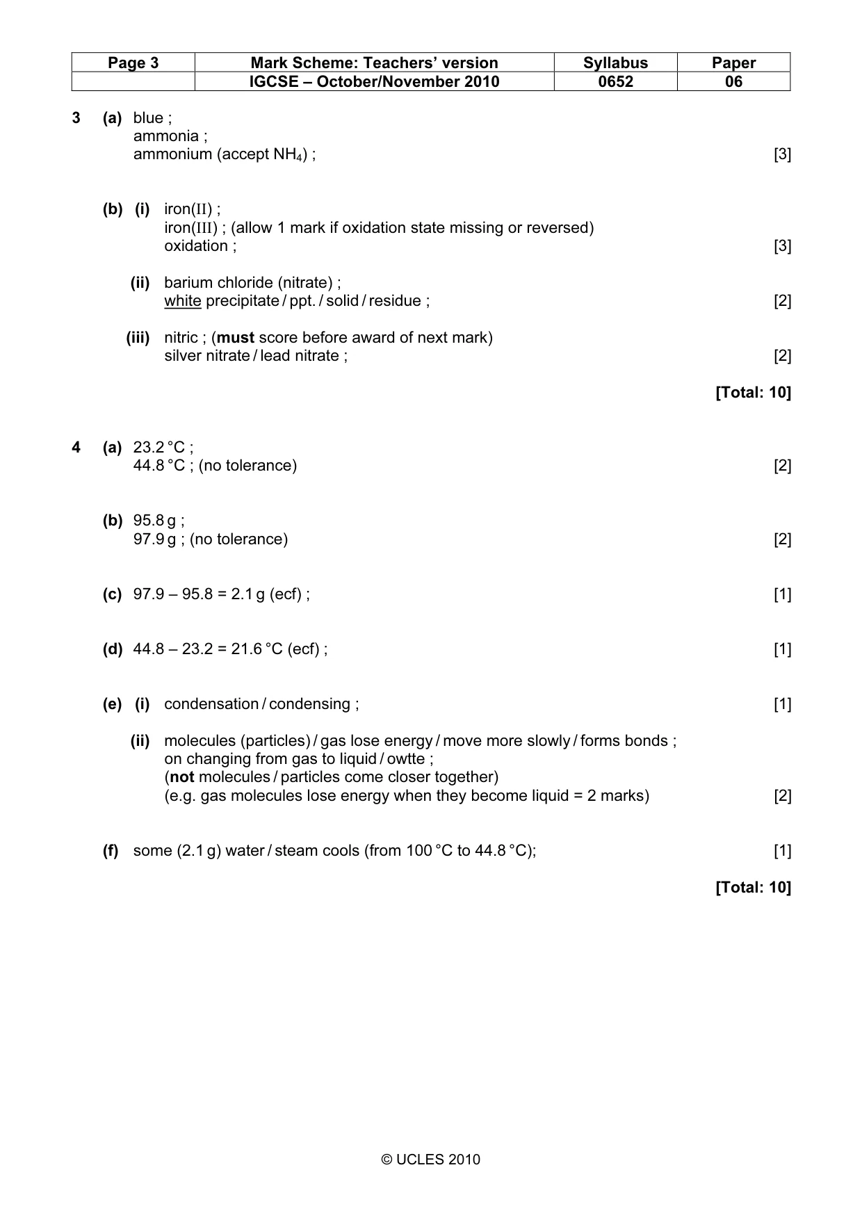 Mark scheme, page 3 of 4