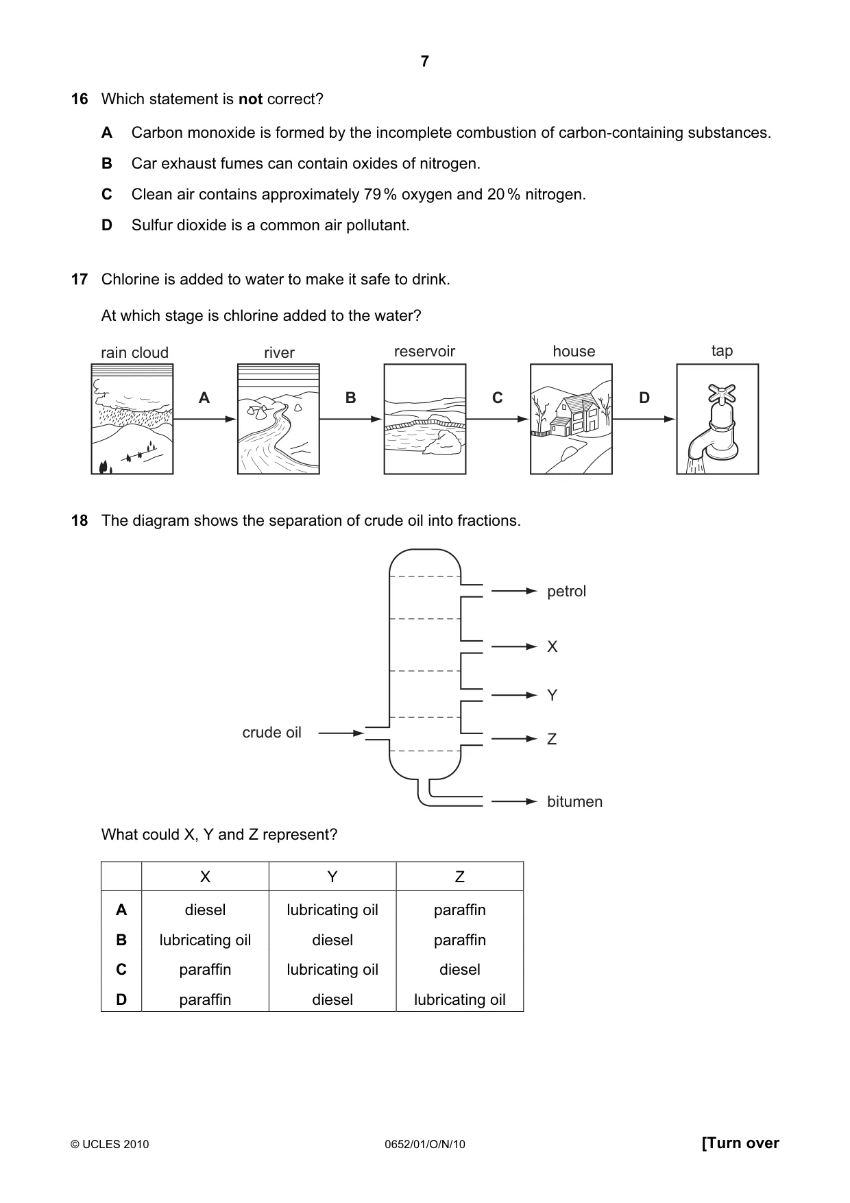 Cambridge IGCSE Physical Science 0652 2010 Oct/Nov Paper 1 · Variant 1 question paper, page 7 of 20