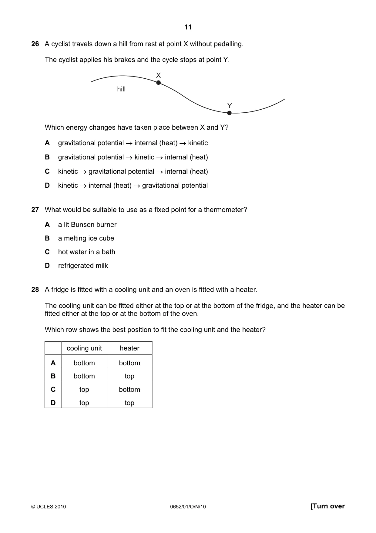 Cambridge IGCSE Physical Science 0652 2010 Oct/Nov Paper 1 · Variant 1 question paper, page 11 of 20