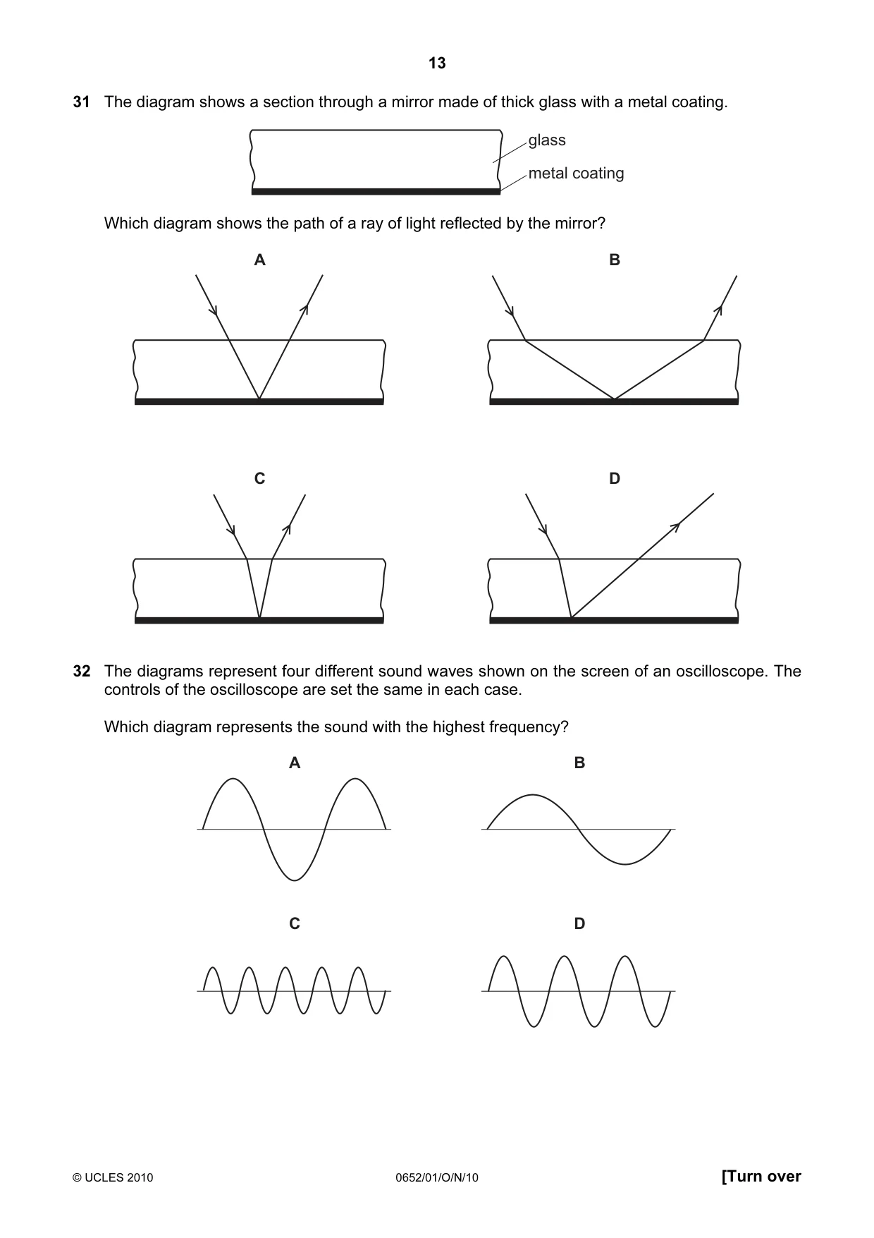 Cambridge IGCSE Physical Science 0652 2010 Oct/Nov Paper 1 · Variant 1 question paper, page 13 of 20