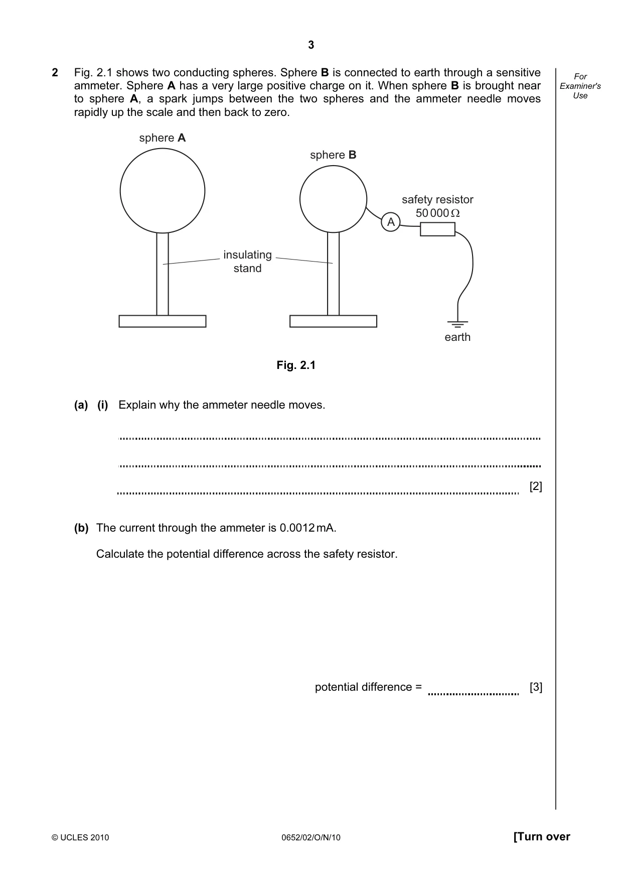 Cambridge IGCSE Physical Science 0652 2010 Oct/Nov Paper 2 · Variant 1 question paper, page 3 of 20
