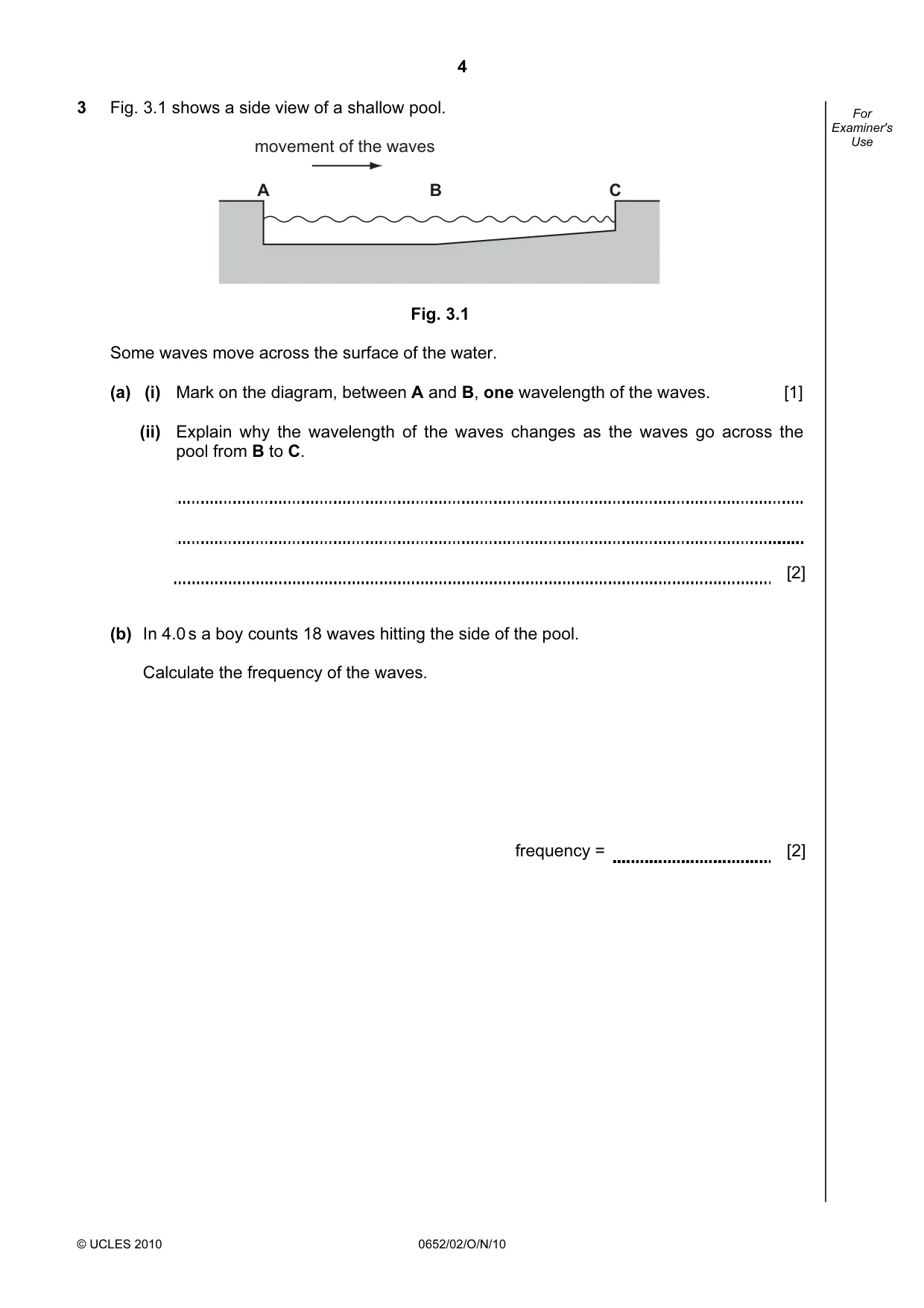 Cambridge IGCSE Physical Science 0652 2010 Oct/Nov Paper 2 · Variant 1 question paper, page 4 of 20