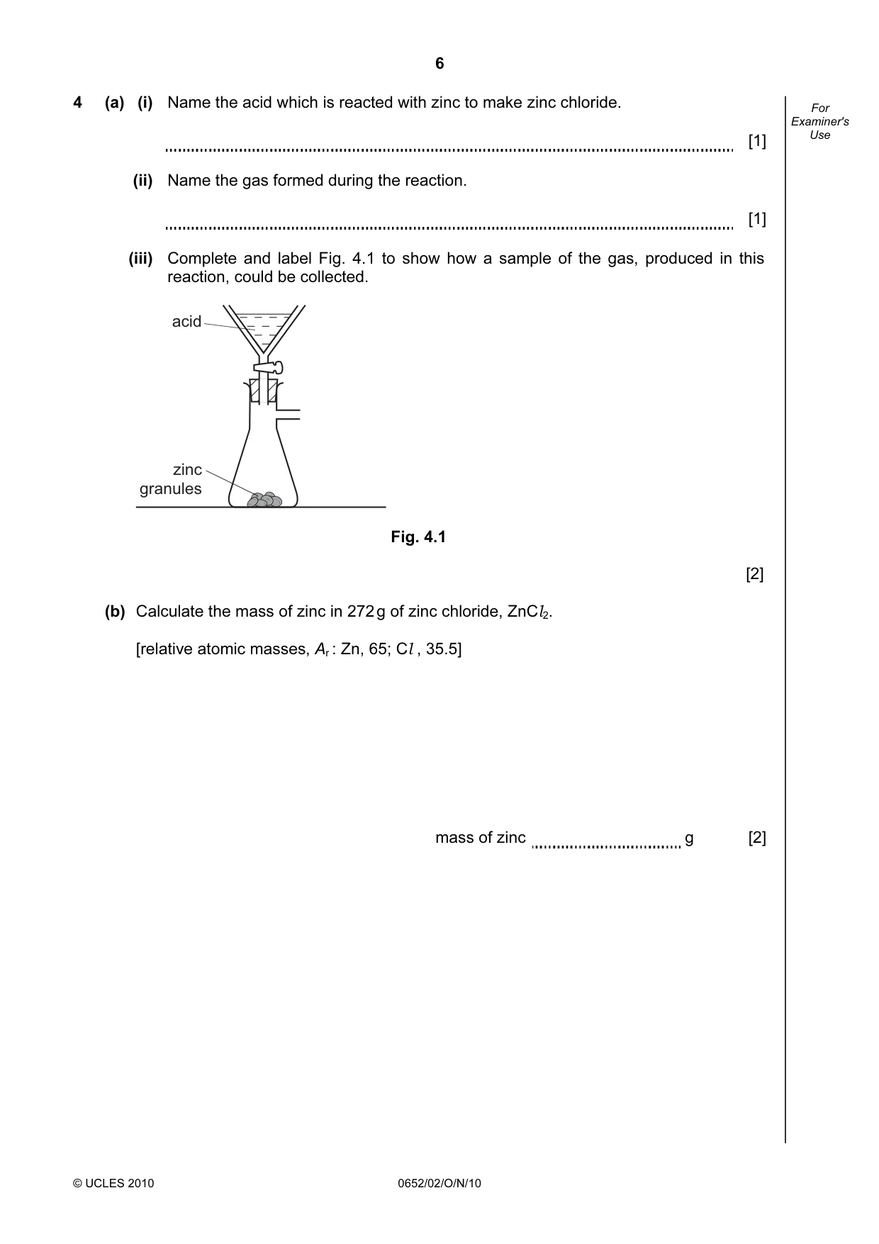 Cambridge IGCSE Physical Science 0652 2010 Oct/Nov Paper 2 · Variant 1 question paper, page 6 of 20