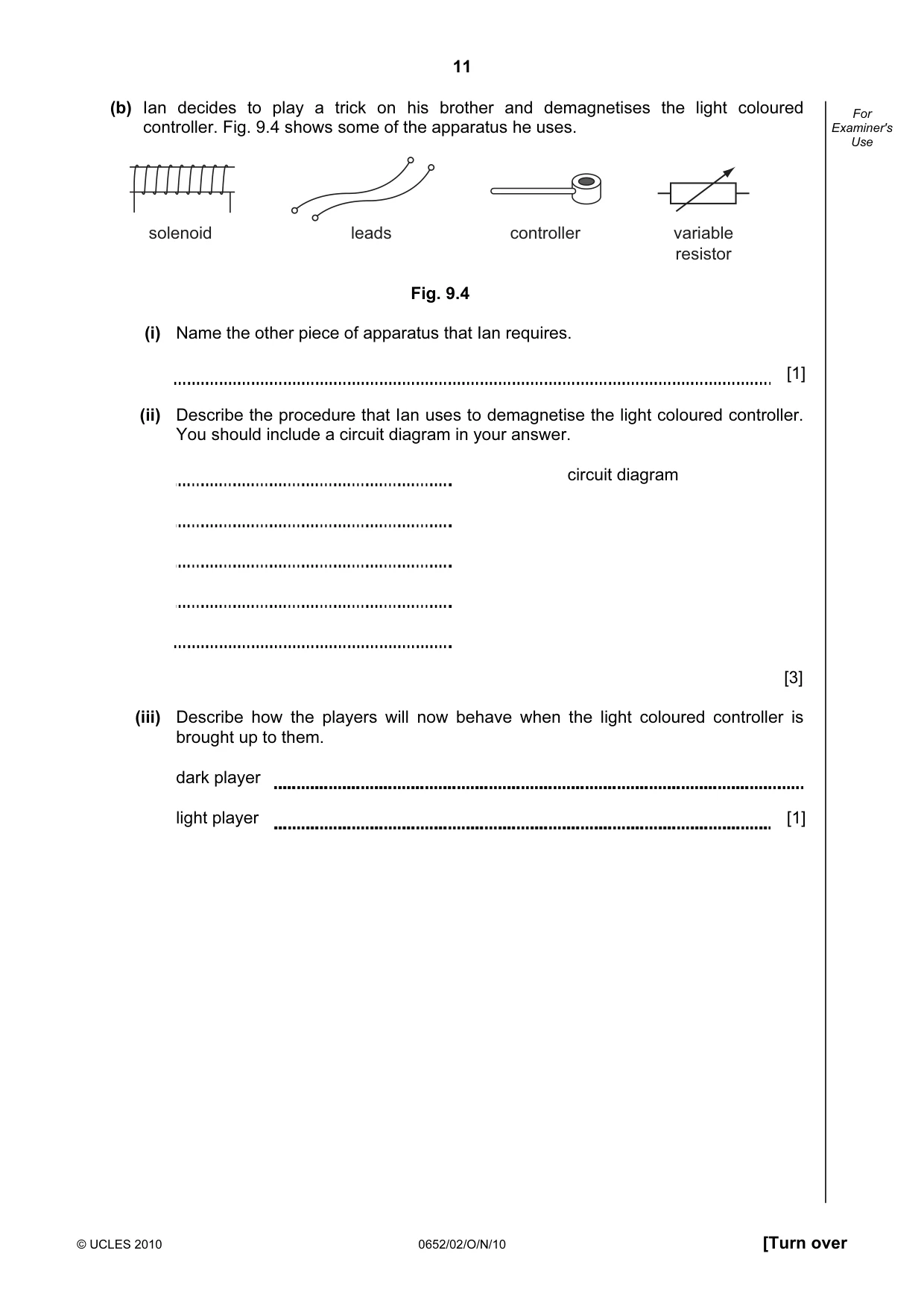 Cambridge IGCSE Physical Science 0652 2010 Oct/Nov Paper 2 · Variant 1 question paper, page 11 of 20