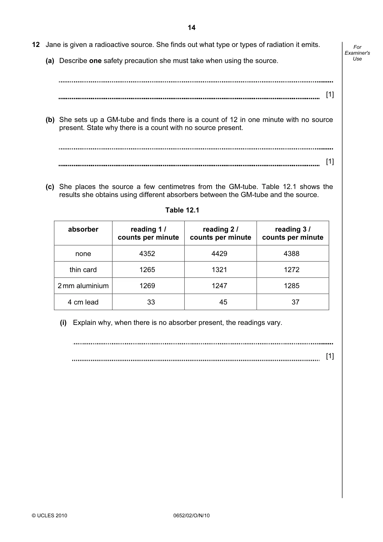 Cambridge IGCSE Physical Science 0652 2010 Oct/Nov Paper 2 · Variant 1 question paper, page 14 of 20
