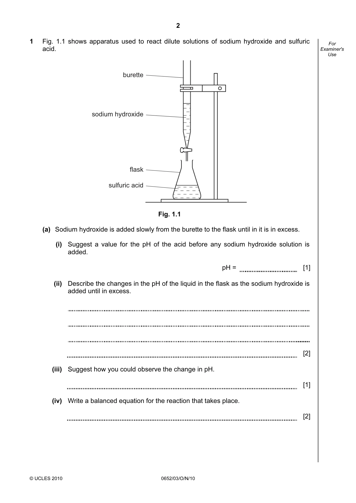 Cambridge IGCSE Physical Science 0652 2010 Oct/Nov Paper 3 · Variant 1 question paper, page 2 of 20