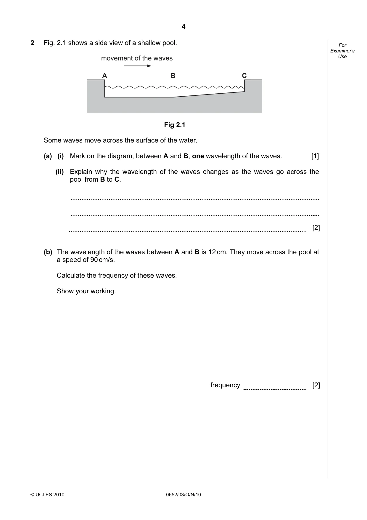 Cambridge IGCSE Physical Science 0652 2010 Oct/Nov Paper 3 · Variant 1 question paper, page 4 of 20
