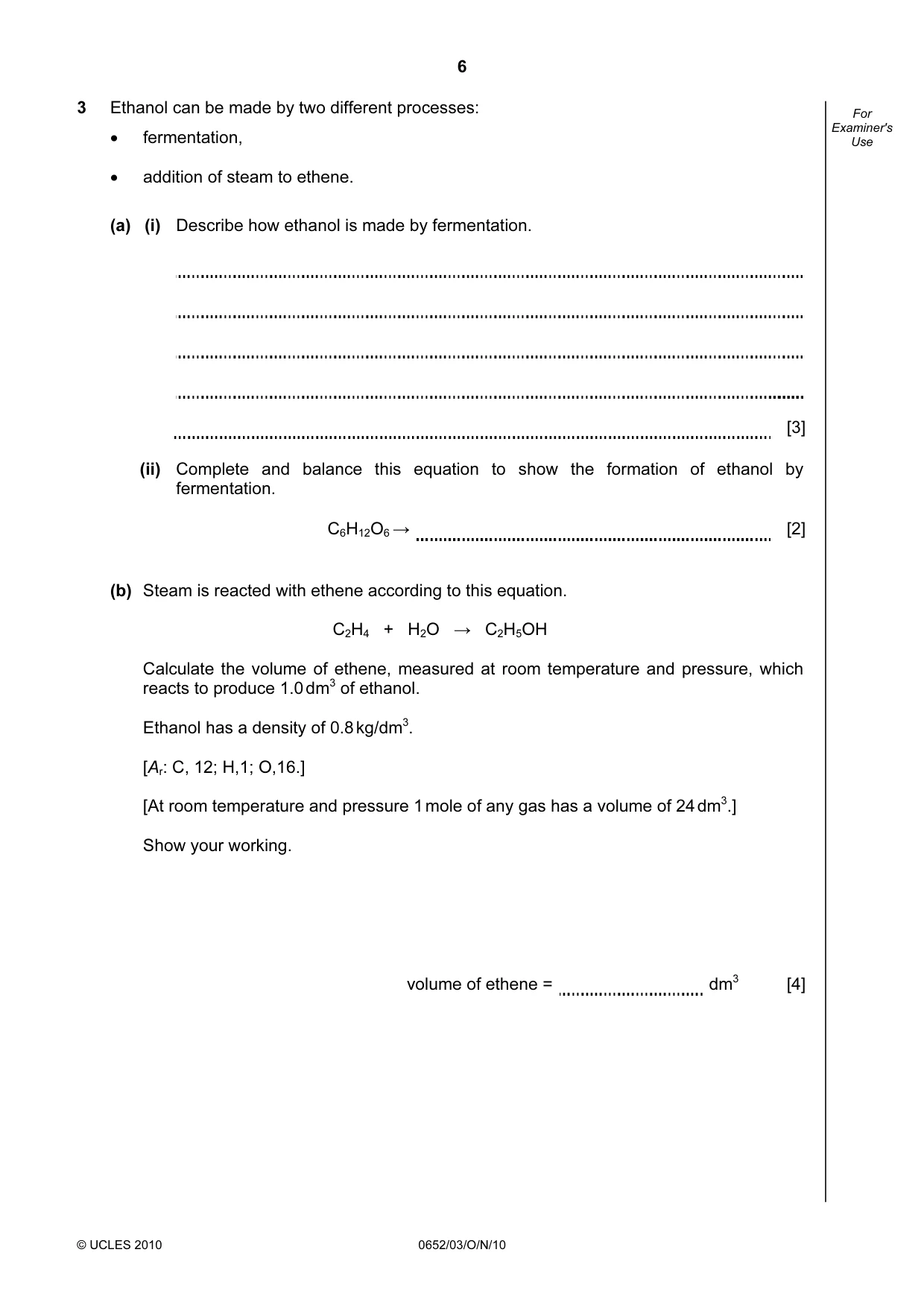 Cambridge IGCSE Physical Science 0652 2010 Oct/Nov Paper 3 · Variant 1 question paper, page 6 of 20
