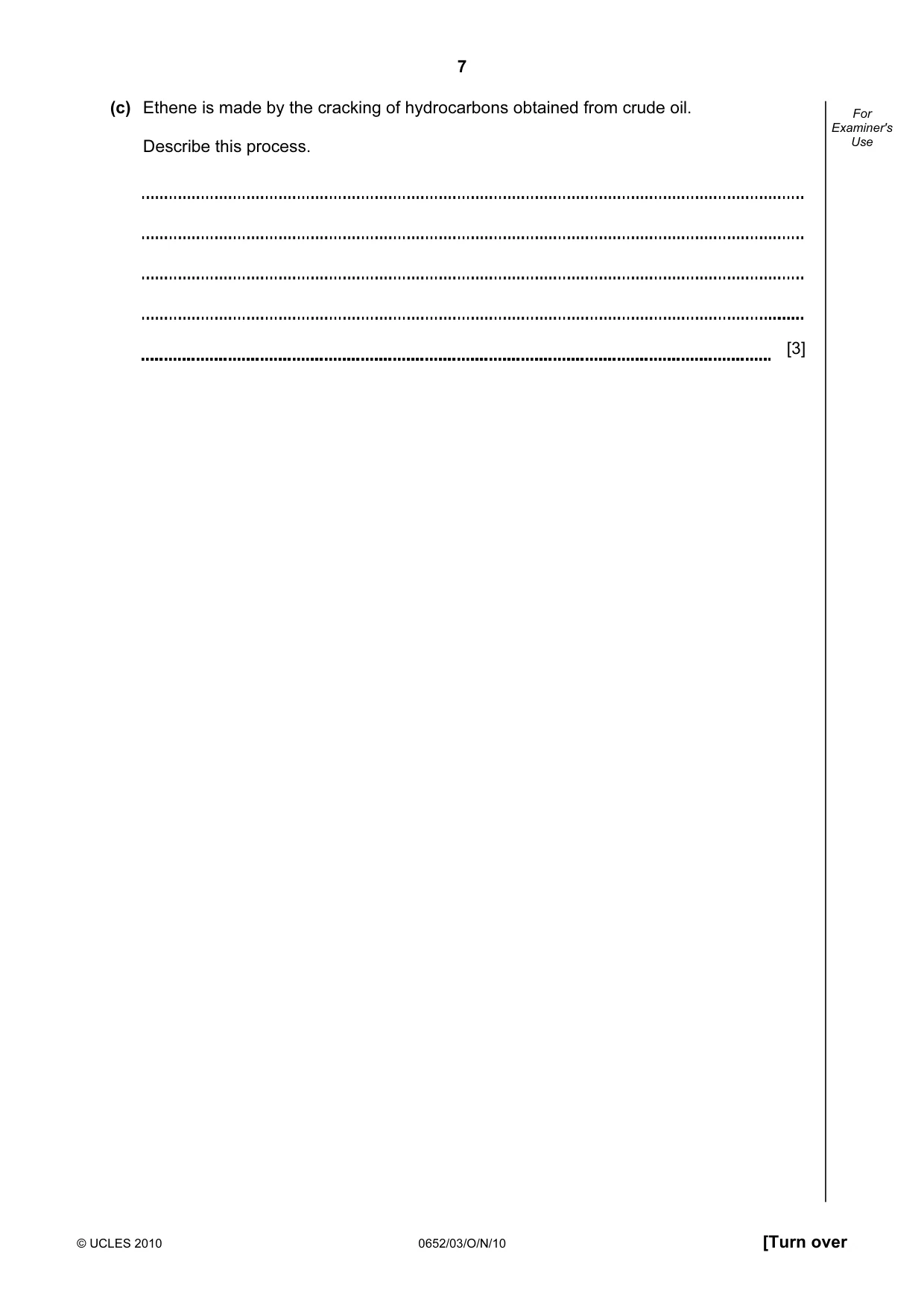 Cambridge IGCSE Physical Science 0652 2010 Oct/Nov Paper 3 · Variant 1 question paper, page 7 of 20