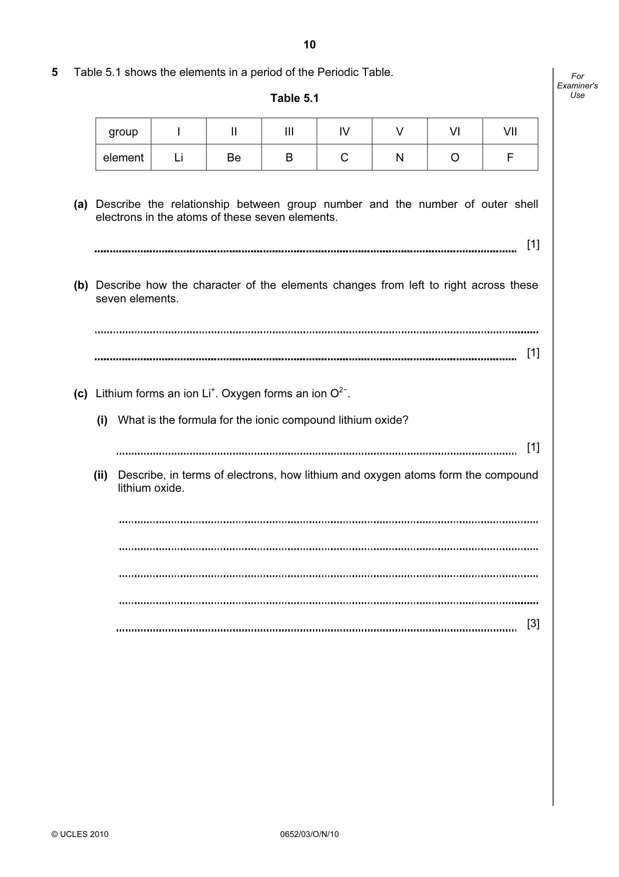 Cambridge IGCSE Physical Science 0652 2010 Oct/Nov Paper 3 · Variant 1 question paper, page 10 of 20