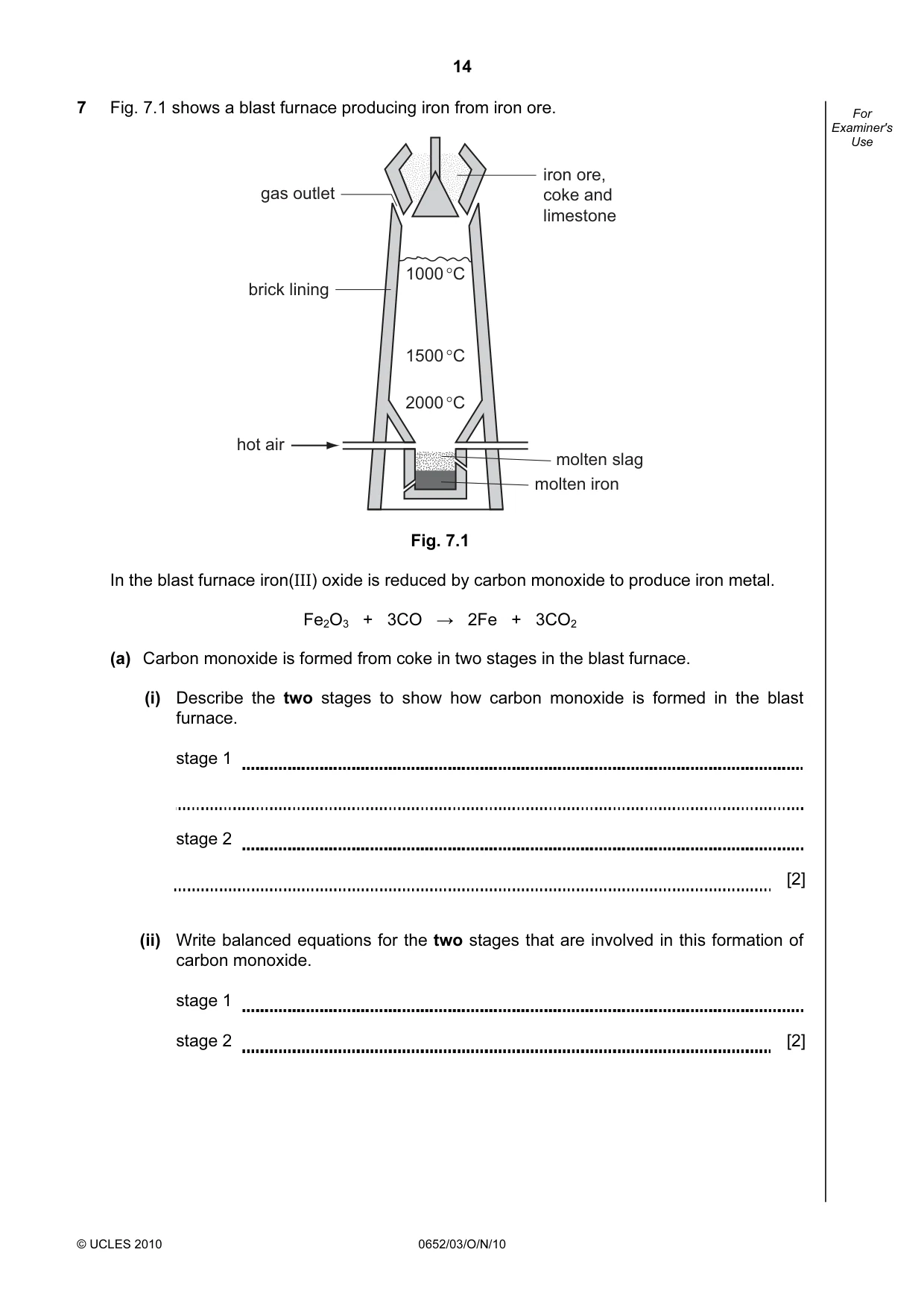 Cambridge IGCSE Physical Science 0652 2010 Oct/Nov Paper 3 · Variant 1 question paper, page 14 of 20