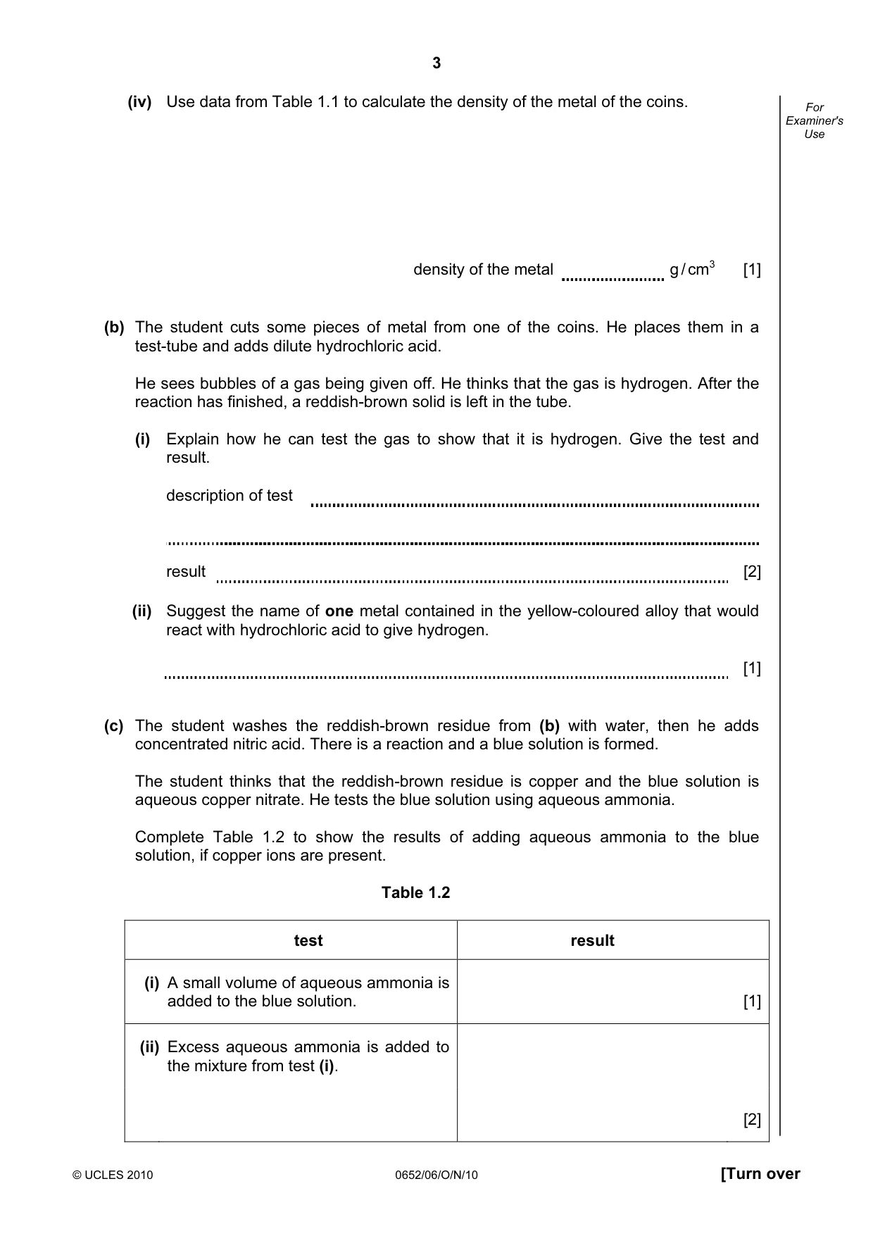 Cambridge IGCSE Physical Science 0652 2010 Oct/Nov Paper 6 · Variant 1 question paper, page 3 of 16