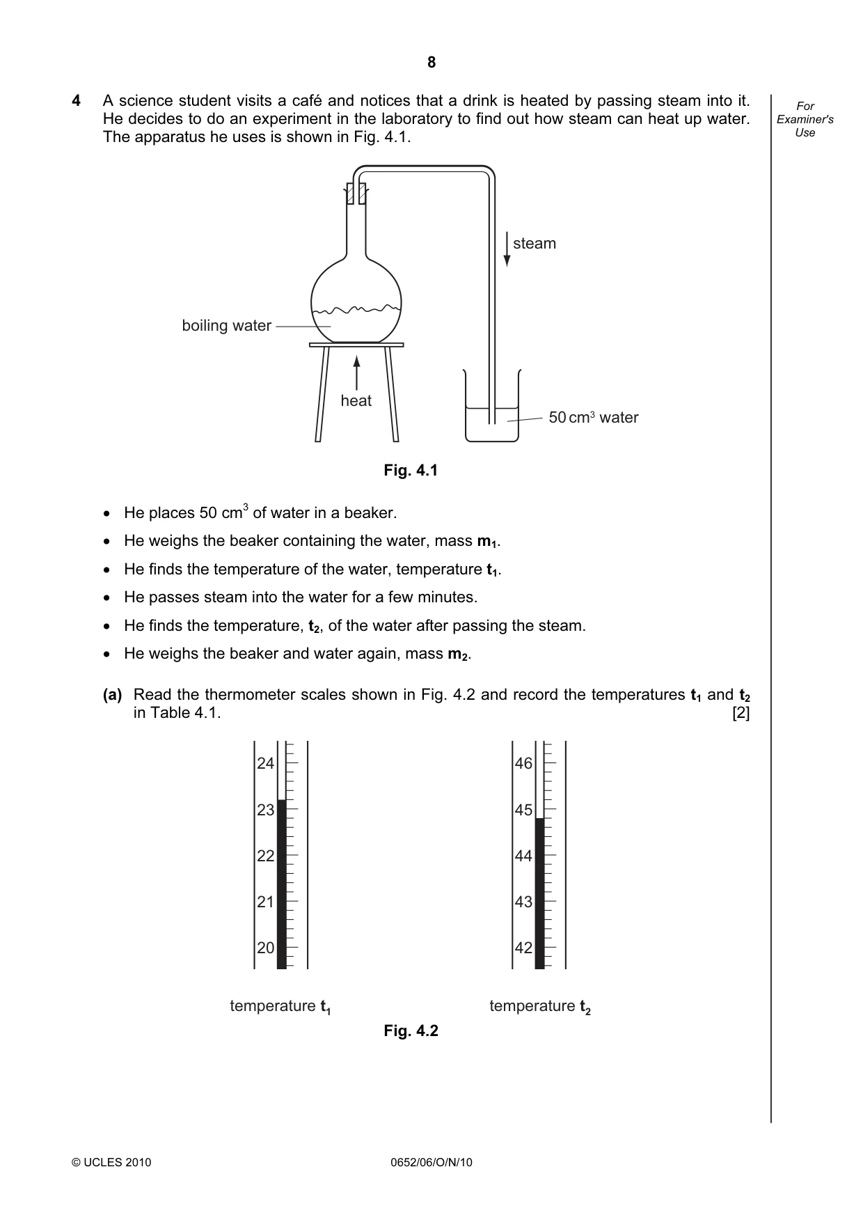 Cambridge IGCSE Physical Science 0652 2010 Oct/Nov Paper 6 · Variant 1 question paper, page 8 of 16