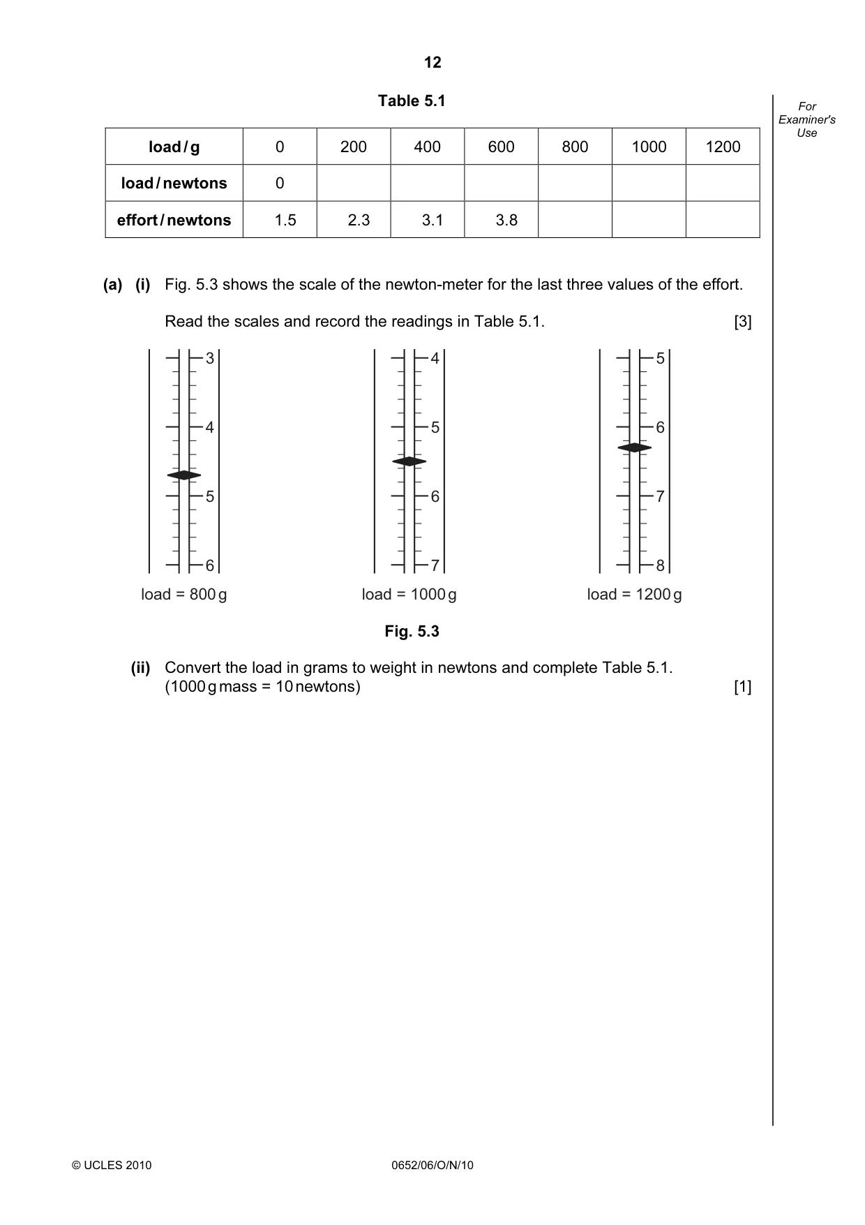 Cambridge IGCSE Physical Science 0652 2010 Oct/Nov Paper 6 · Variant 1 question paper, page 12 of 16