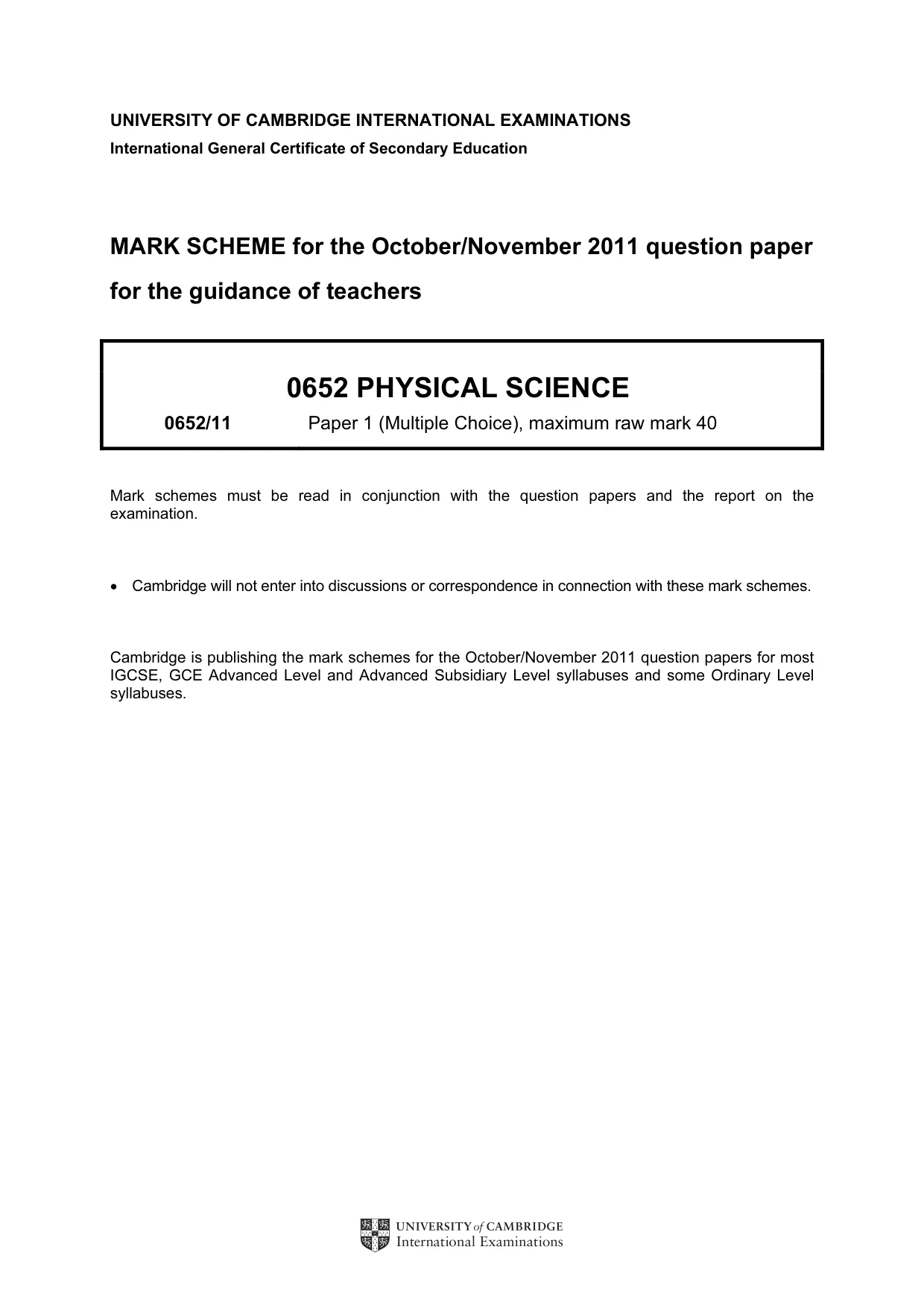 Mark scheme, page 1 of 2