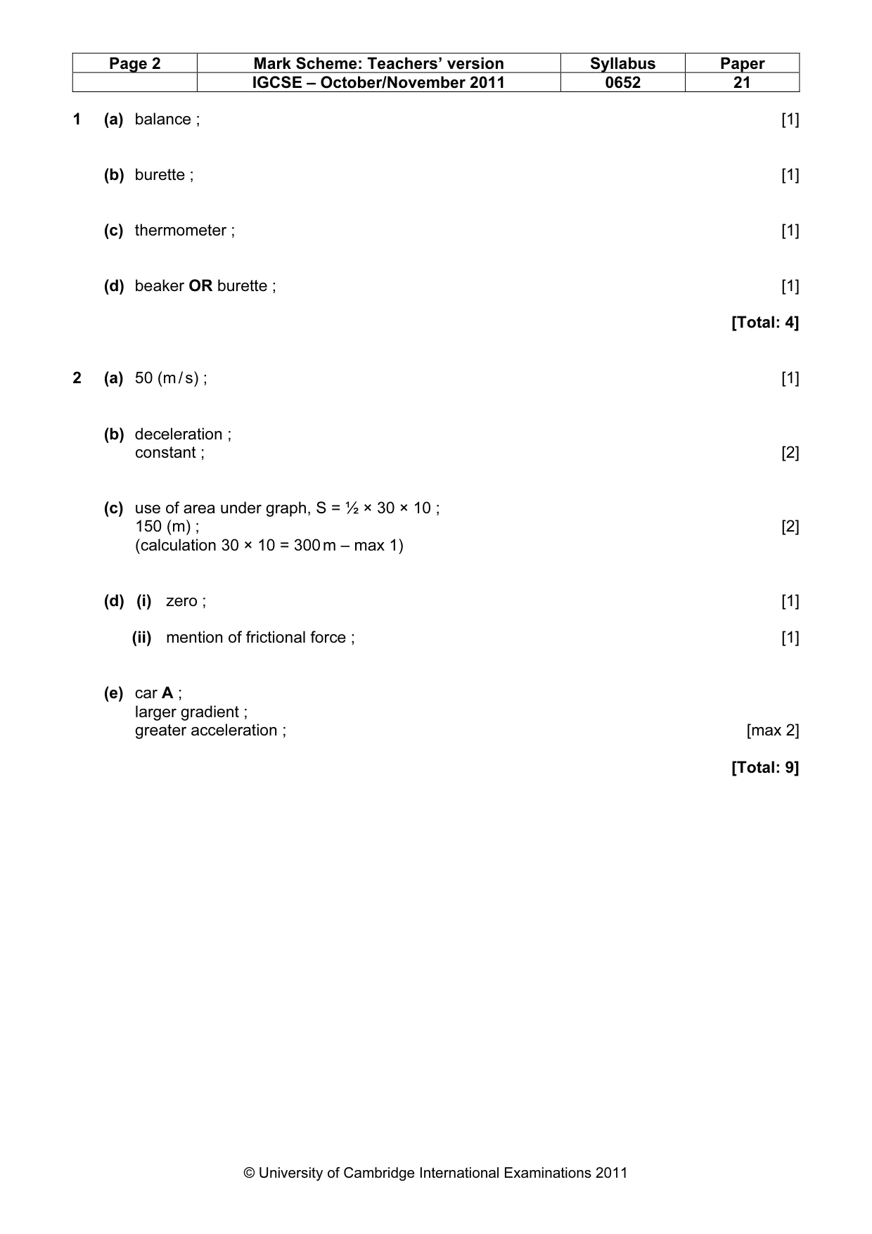 Mark scheme, page 2 of 6