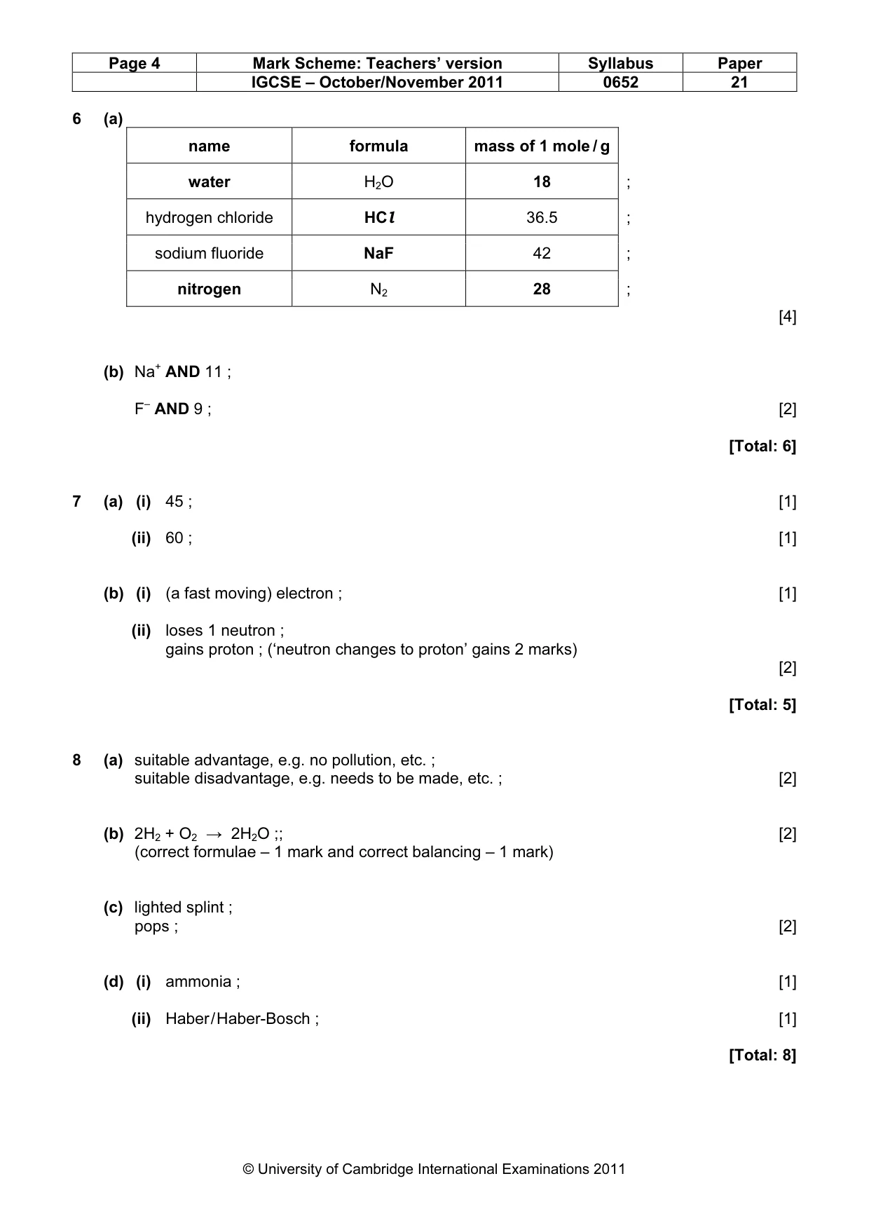 Mark scheme, page 4 of 6