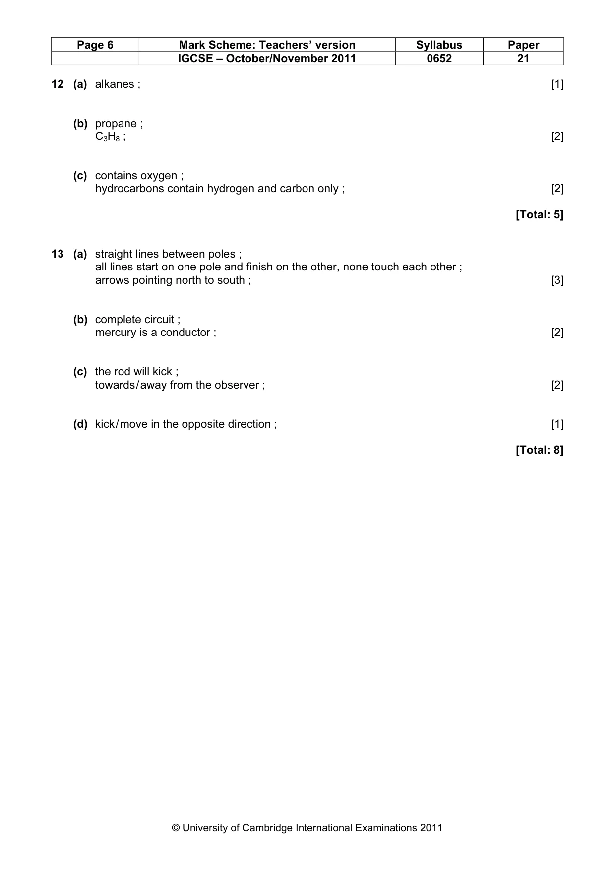 Mark scheme, page 6 of 6
