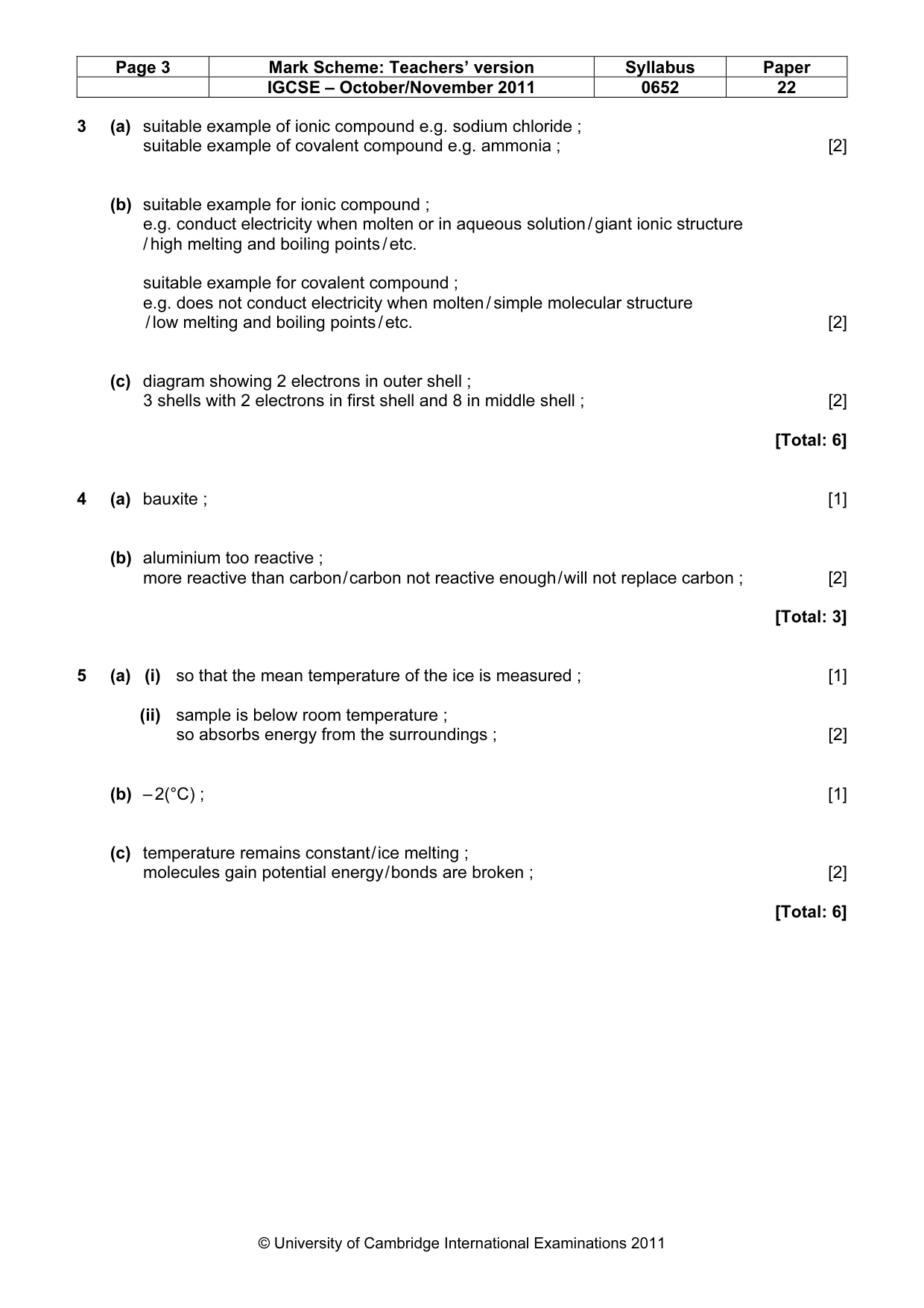Mark scheme, page 3 of 6