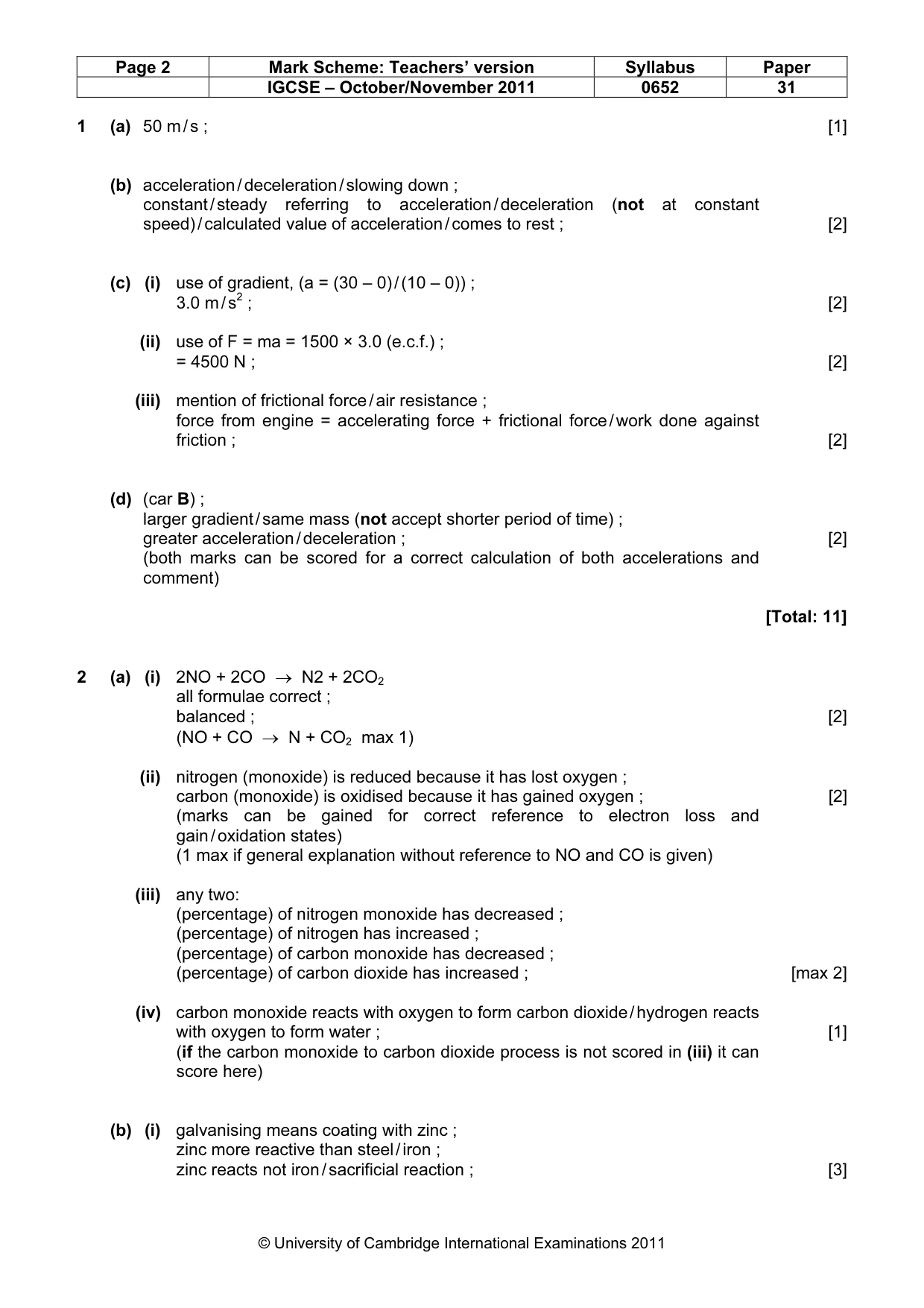 Mark scheme, page 2 of 5