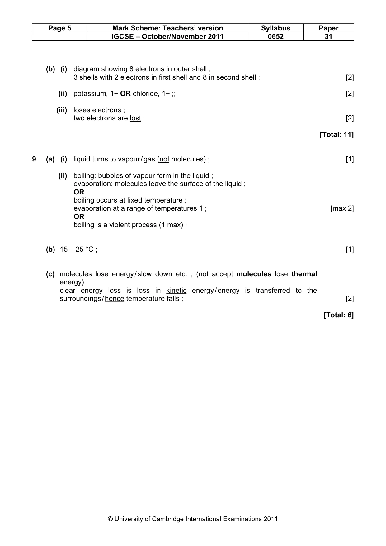 Mark scheme, page 5 of 5