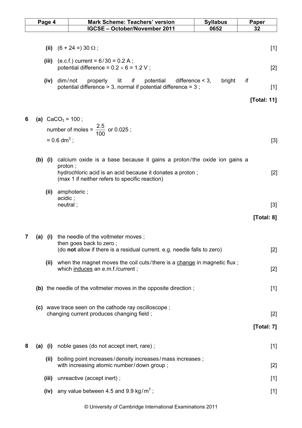 Mark scheme, page 4 of 5