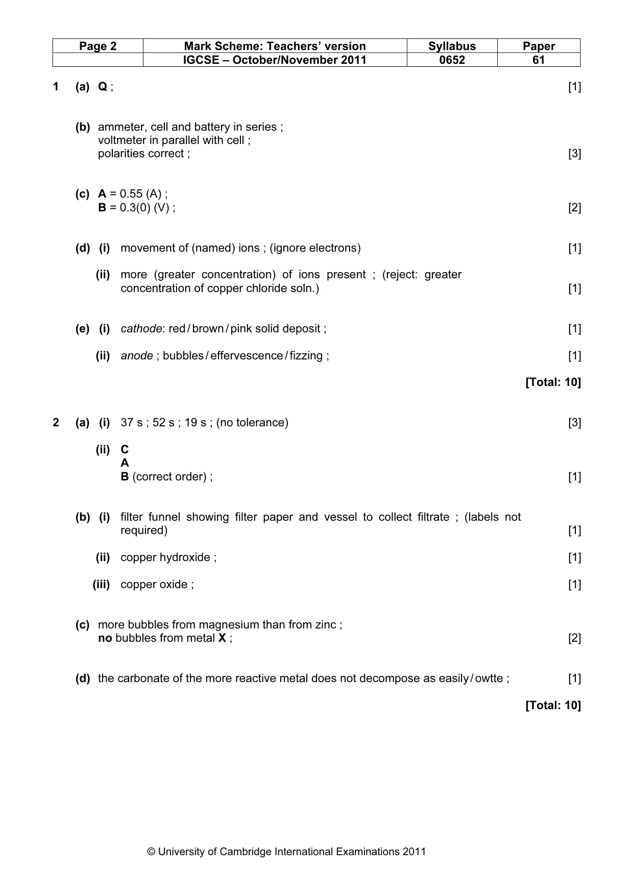 Mark scheme, page 2 of 4