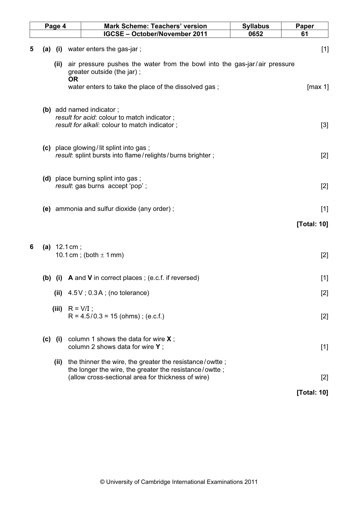 Mark scheme, page 4 of 4