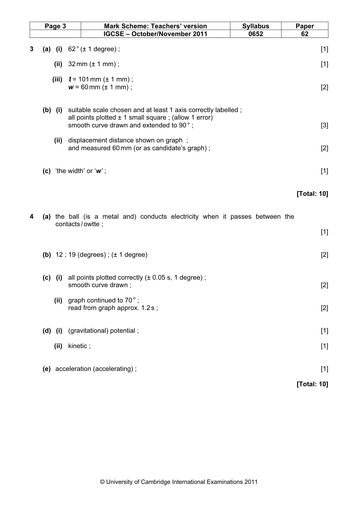 Mark scheme, page 3 of 4