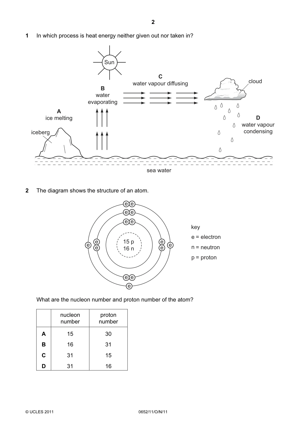 Cambridge IGCSE Physical Science 0652 2011 Oct/Nov Paper 1 · Variant 1 question paper, page 2 of 20
