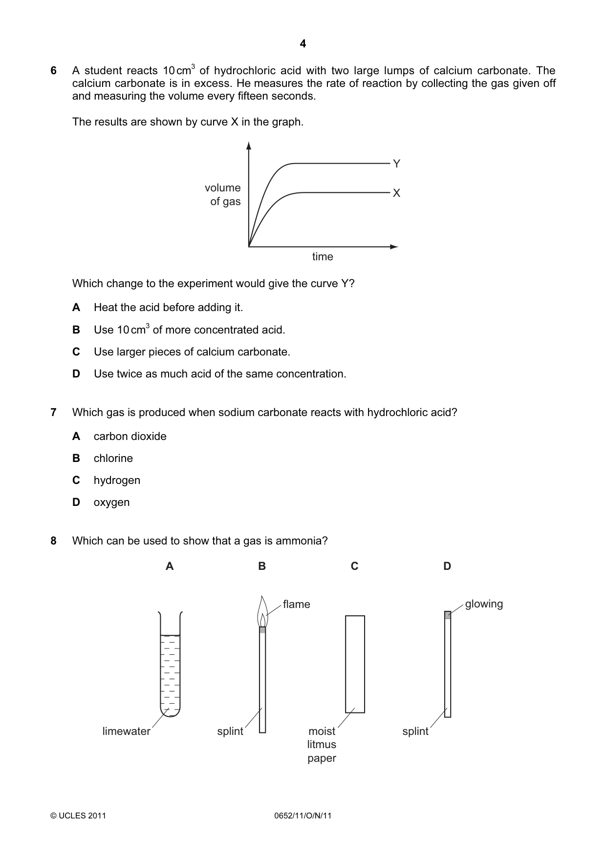 Cambridge IGCSE Physical Science 0652 2011 Oct/Nov Paper 1 · Variant 1 question paper, page 4 of 20
