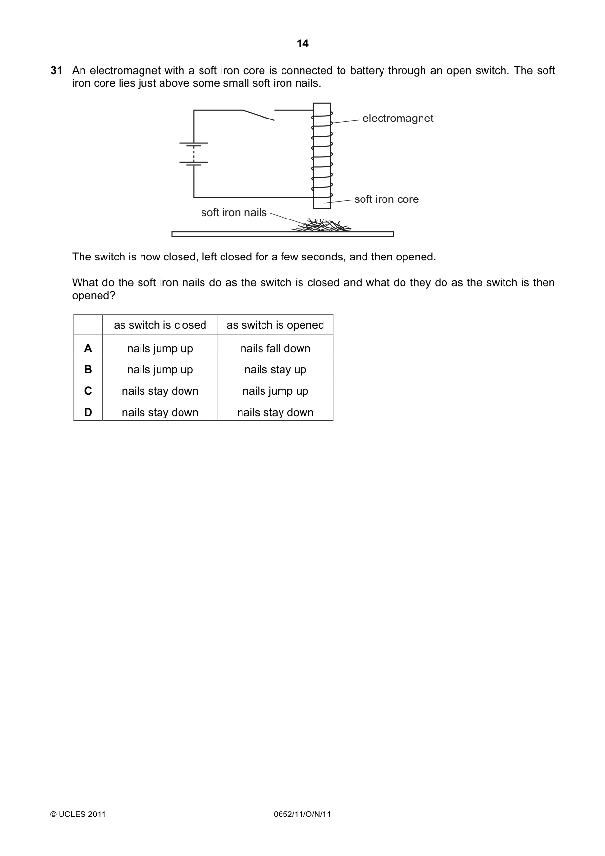 Cambridge IGCSE Physical Science 0652 2011 Oct/Nov Paper 1 · Variant 1 question paper, page 14 of 20